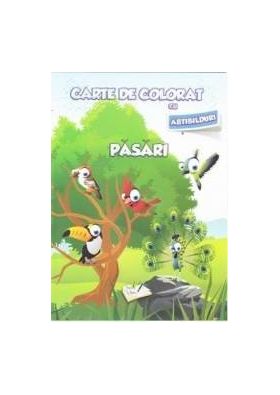 Pasari - Carte de colorat cu abtibilduri