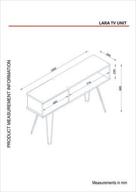 Comoda TV Lara, Furny Home, 120x29.5x68.5 cm, maro