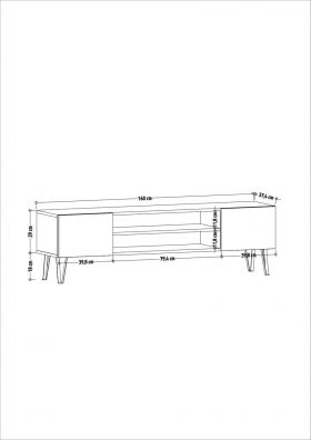 Comoda TV, Colman, Bloom, 160 x 37.4 x 47 cm, pal melaminat, alb