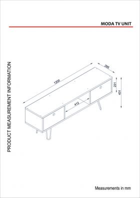 Comoda TV, Furny Home, Moda, 120x43.1x29.5 cm, Alb