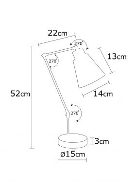 Lampa de masa, Alby, 525NOR2116, Fier, Rosu