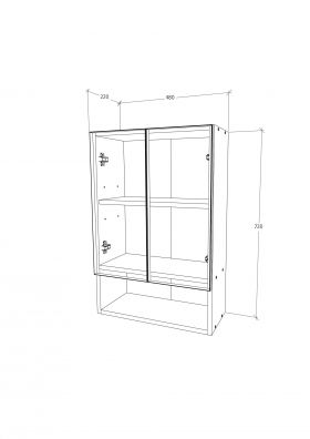 Corp Baie Zed, Suspendat, 2 Usi, Alb lucios/Alb, MDF, L 48 x l 22 x H 72 cm