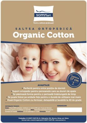 Saltea cu spuma poliuretanica Somnart Ortopedic Bio Cotton 180x200, inaltime 17 cm, ortopedica, husa detasabila si lavabila, fermitate medie
