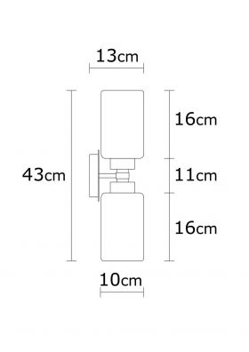 Aplica de perete Balcova N-347, Noor, 13 x 43 cm, 2 x E27, 100W, argintiu