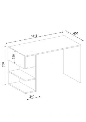 Birou Alphonzo, Furny Home, 121.8x60x74 cm, alb/maro