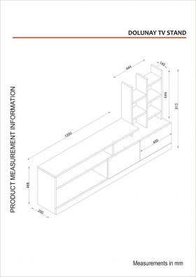 Mobilier pentru living Dolunay, Furny Home, 164.4x25x91.3 cm, alb