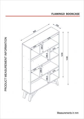 Biblioteca Flamingo, Tera Home, 90x25x143.6 cm, maro