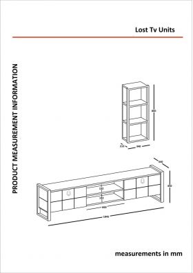 Mobilier pentru living Lost, Furny Home, 2 piese, 184.5x34x45 cm, maro