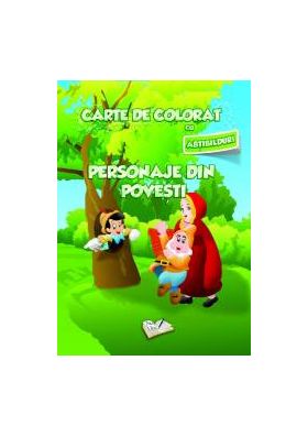 Carte de colorat cu abtibilduri - Personaje din poveste