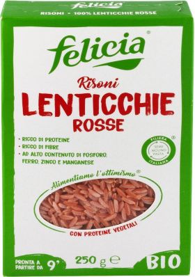 Risoni cu linte rosie, eco-bio, 250g - Felicia