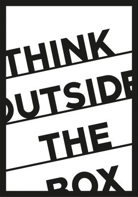 Decoratiune de perete, Think Outside The Box, Metal, Dimensiune: 35 x 50 cm, Negru