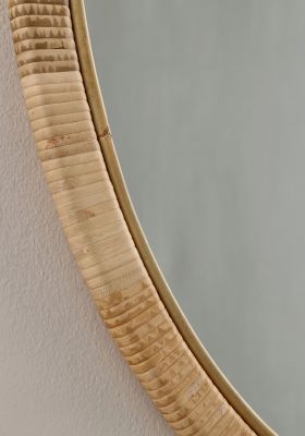 Oglinda decorativa Hakima Oval, Bizzotto, 50 x 70 cm, ratan/MDF, natural