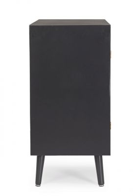 Bufet inferior Josine, Bizzotto, 80 x 40 x 80 cm, lemn de pin/MDF/ratan, negru