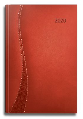 Agenda Datata Delta Ro A5, 352 Pagini, Coperta Din Piele Sintetica, Culoare Rosu, Margini Aurii, 2020