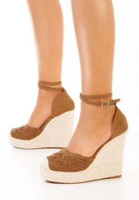 Sandale cu platforma tip espadrile Jolyne camel