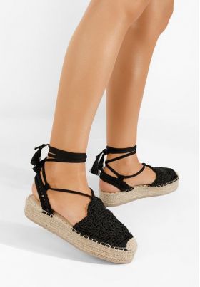 Espadrile cu snur Valdesa negre