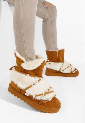 Cizme tip ugg Belvia camel