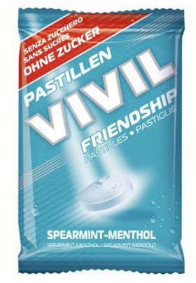 Bomboane fara zahar Spearmint si Mentol Friendship, 25g - Vivil