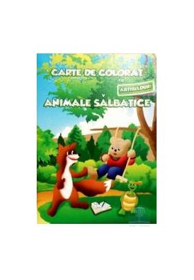 Carte de colorat cu abtibilduri - Animale salbatice