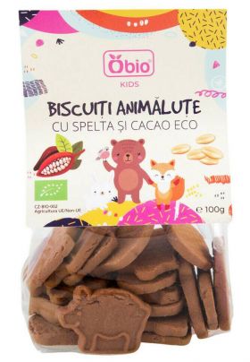 Biscuiti animalute cu spelta si cacao, eco-bio, 100g - Obio