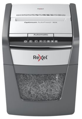 Distrugator Documente Automat Rexel Optimum 50x, P4, Cross-cut (confeti), 50 Coli, Cos 20l