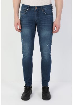 Blugi slim fit cu detalii cu aspect deteriorat