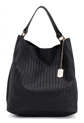 Geanta hobo de piele cu aspect impletit Sebastiana