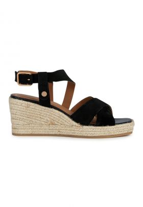 Sandale-espadrile de piele intoarsa cu platforma