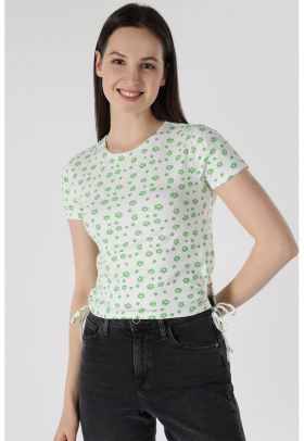 Tricou crop cu imprimeu floral