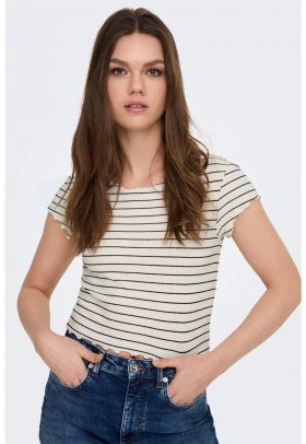 Tricou crop cu model in dungi