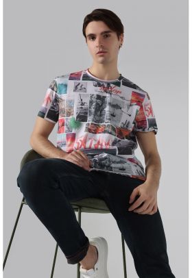 Tricou cu model si decolteu la baza gatului