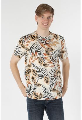 Tricou de bumbac cu imprimeu tropical