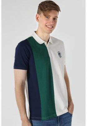 Tricou polo cu model colorblock