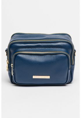 Geanta crossbody de piele cu buzunare multiple cu fermoar