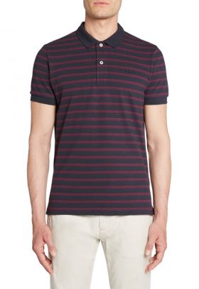 Tricou polo din bumbac cu model in dungi