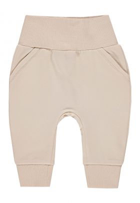 Pantaloni din amestec de bumbac organic cu banda elastica in talie