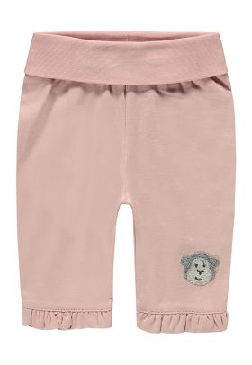 Pantaloni din amestec de bumbac organic cu terminatie cu volane