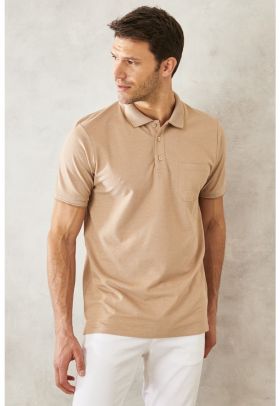 Tricou polo regular fit cu buzunar pe piept