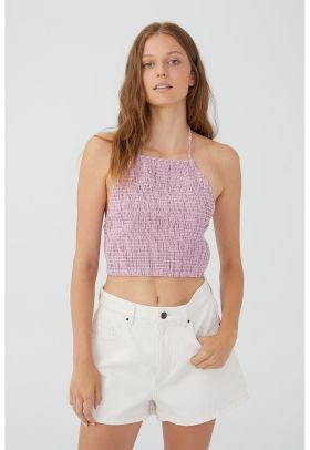 Top crop cu aspect plisat