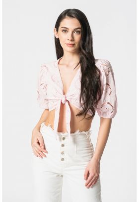 Bluza crop de dantela crosetata