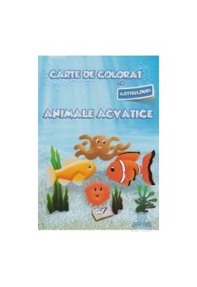 Carte de colorat cu abtibilduri - Animale acvatice