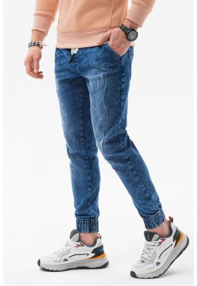 Pantaloni jogger din denim cu aspect deteriorat