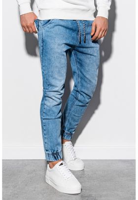 Pantaloni jogger din denim cu talie ajustabila