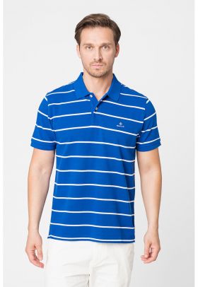 Tricou polo din material pique cu model in dungi Breton