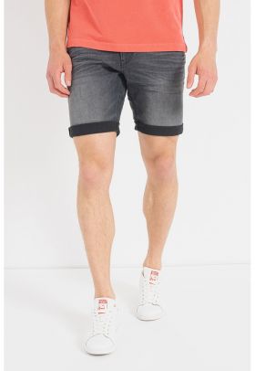 Blugi scurti regular fit cu aspect decolorat