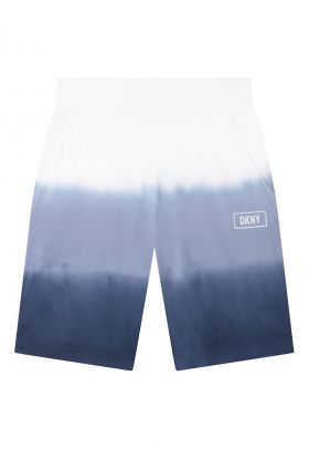 Pantaloni scurti cu model tie-dye si imprimeu text