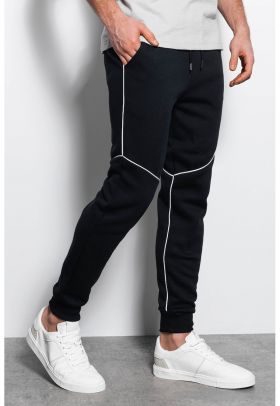 DIVERSE - Pantaloni sport din amestec de bumbac cu snur