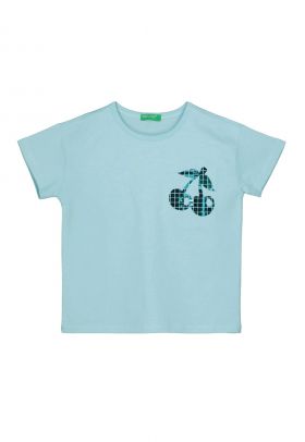 Tricou din bumbac cu decolteu la baza gatului