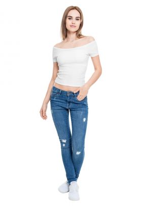 Tricou crop cu aspect striat