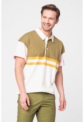 Tricou polo din material pique de bumbac Blocked Striped